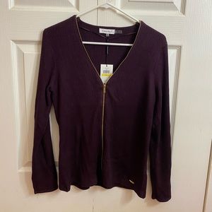 Calvin Klein Burgendy Zip Sweater